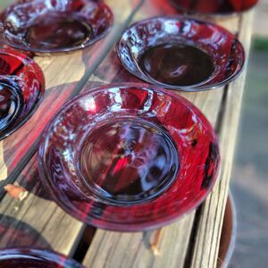 Anchor Hocking Royal RUBY RED Glass Coupe Soup Salad Bowls 7.5" MINT condition!